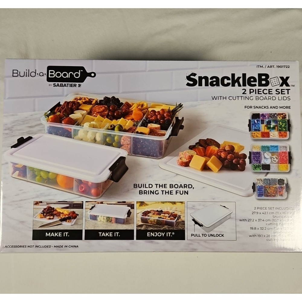 Sabatier Snacklebox Set with Cutting Board Lids 2-piece ( 1-Large & 1-Small) Set